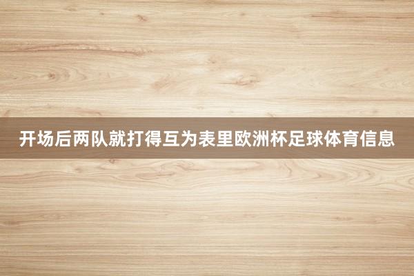 开场后两队就打得互为表里欧洲杯足球体育信息