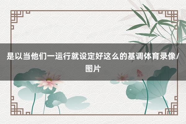 是以当他们一运行就设定好这么的基调体育录像/图片