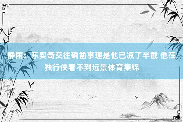 静雨：东契奇交往确凿事理是他已凉了半截 他在独行侠看不到远景体育集锦