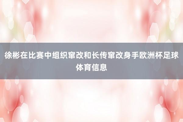 徐彬在比赛中组织窜改和长传窜改身手欧洲杯足球体育信息