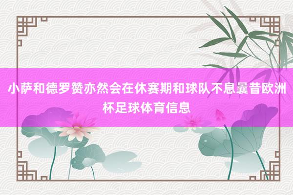 小萨和德罗赞亦然会在休赛期和球队不息曩昔欧洲杯足球体育信息