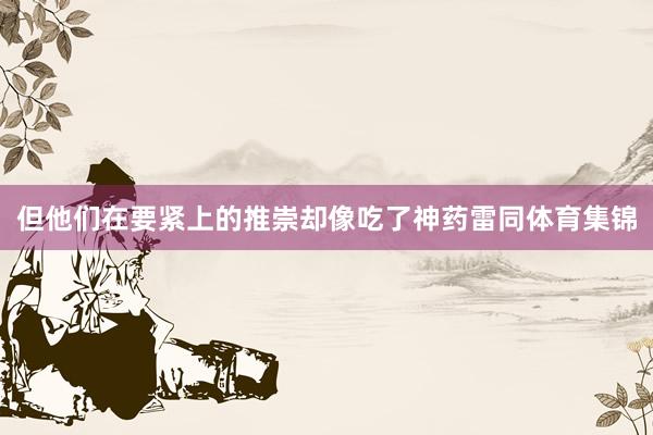 但他们在要紧上的推崇却像吃了神药雷同体育集锦