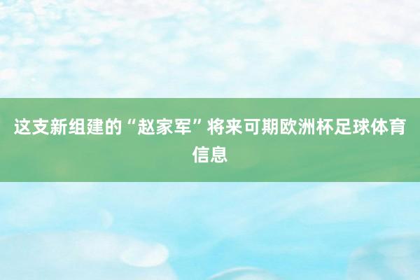 这支新组建的“赵家军”将来可期欧洲杯足球体育信息