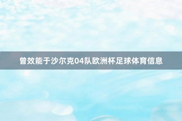 曾效能于沙尔克04队欧洲杯足球体育信息