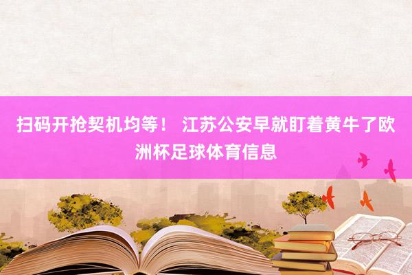 扫码开抢契机均等！ 江苏公安早就盯着黄牛了欧洲杯足球体育信息