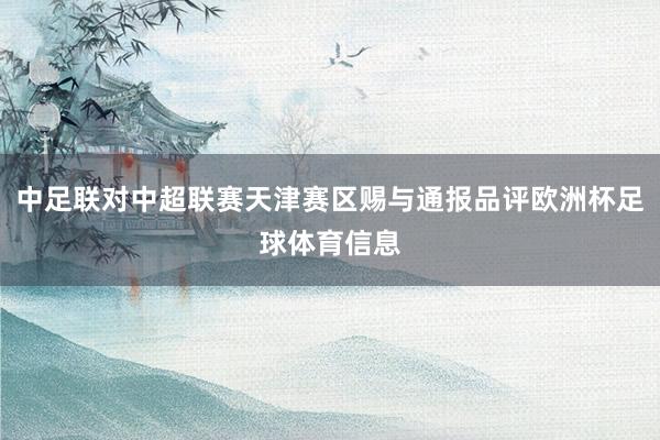 中足联对中超联赛天津赛区赐与通报品评欧洲杯足球体育信息