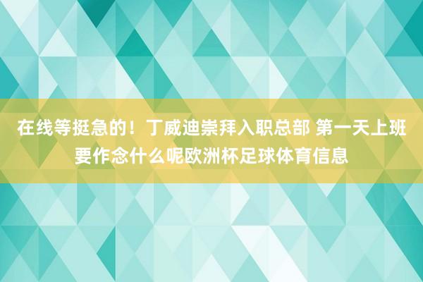 在线等挺急的！丁威迪崇拜入职总部 第一天上班要作念什么呢欧洲杯足球体育信息