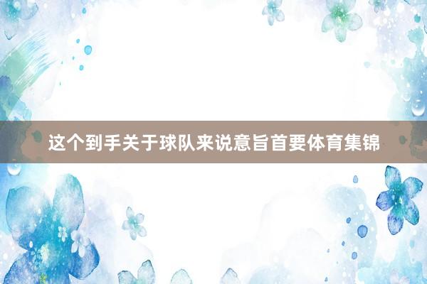 这个到手关于球队来说意旨首要体育集锦