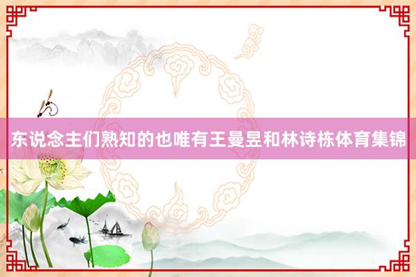 东说念主们熟知的也唯有王曼昱和林诗栋体育集锦