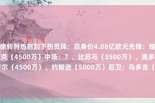 德转列热刺刻下伤员阵：总身价4.08亿欧元先锋：维尔纳（1500万）、索兰克（4500万）中场：？、比苏马（3500万）、奥多伯特（1800万）、萨尔（4500万）、约翰逊（5000万）后卫：乌多吉（4500万）、范德文（5500万）、罗梅罗（6500万）门将：维卡里奥（3500万）    体育集锦