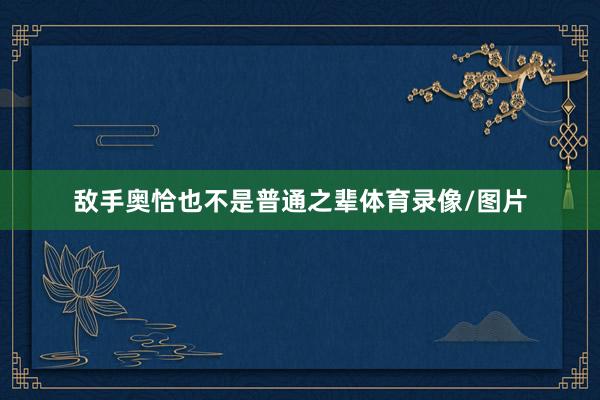 敌手奥恰也不是普通之辈体育录像/图片