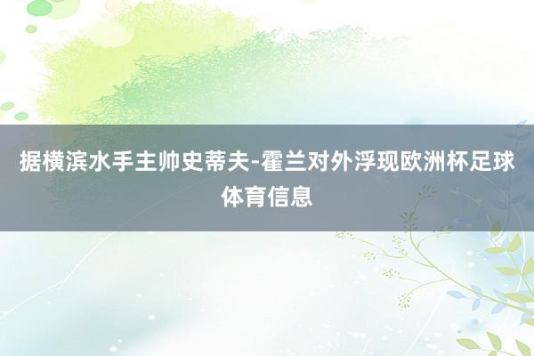 据横滨水手主帅史蒂夫-霍兰对外浮现欧洲杯足球体育信息