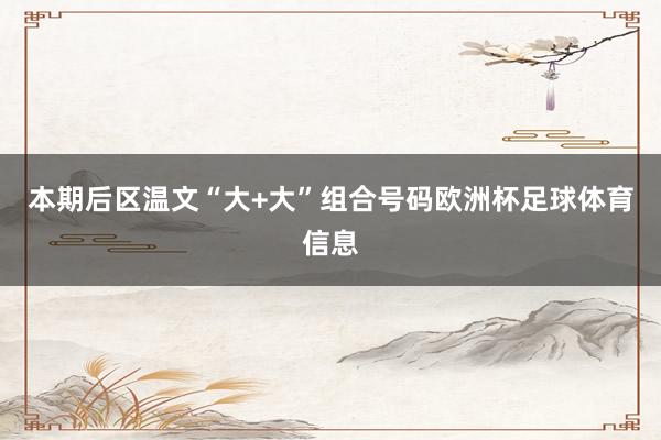 本期后区温文“大+大”组合号码欧洲杯足球体育信息